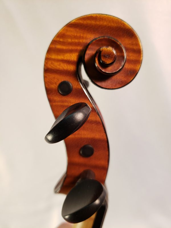 A. Delivet violin Paris 1922 scroll