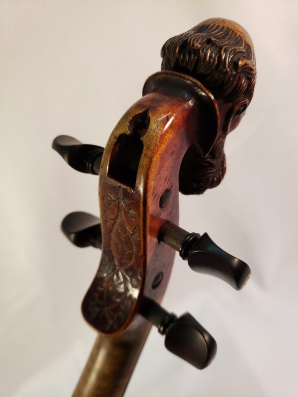 French carved head violin mid 1800's Paris scroll back