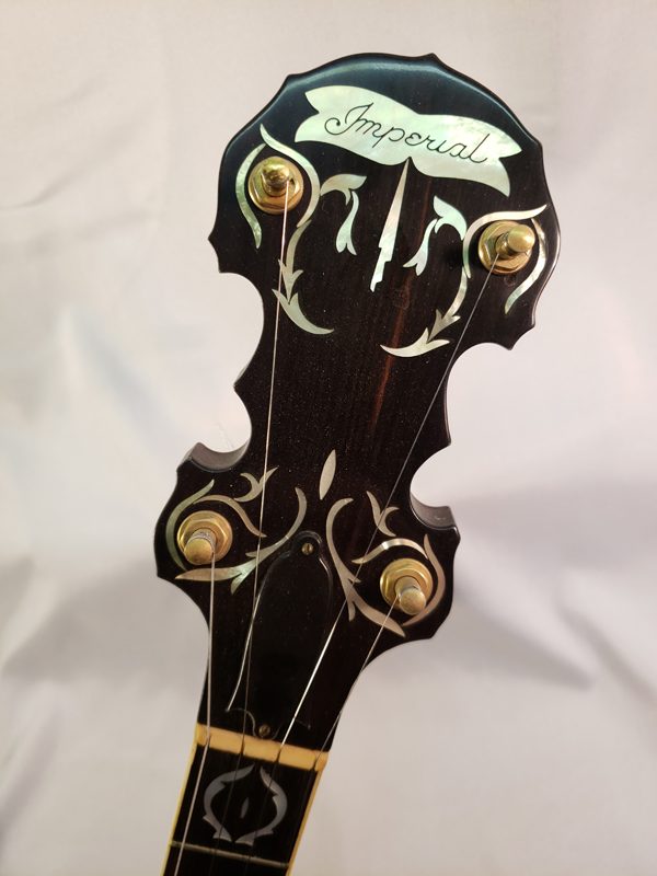 Vintage Oklahoma City Made 1970's Imperial Top Tension Banjo headstock